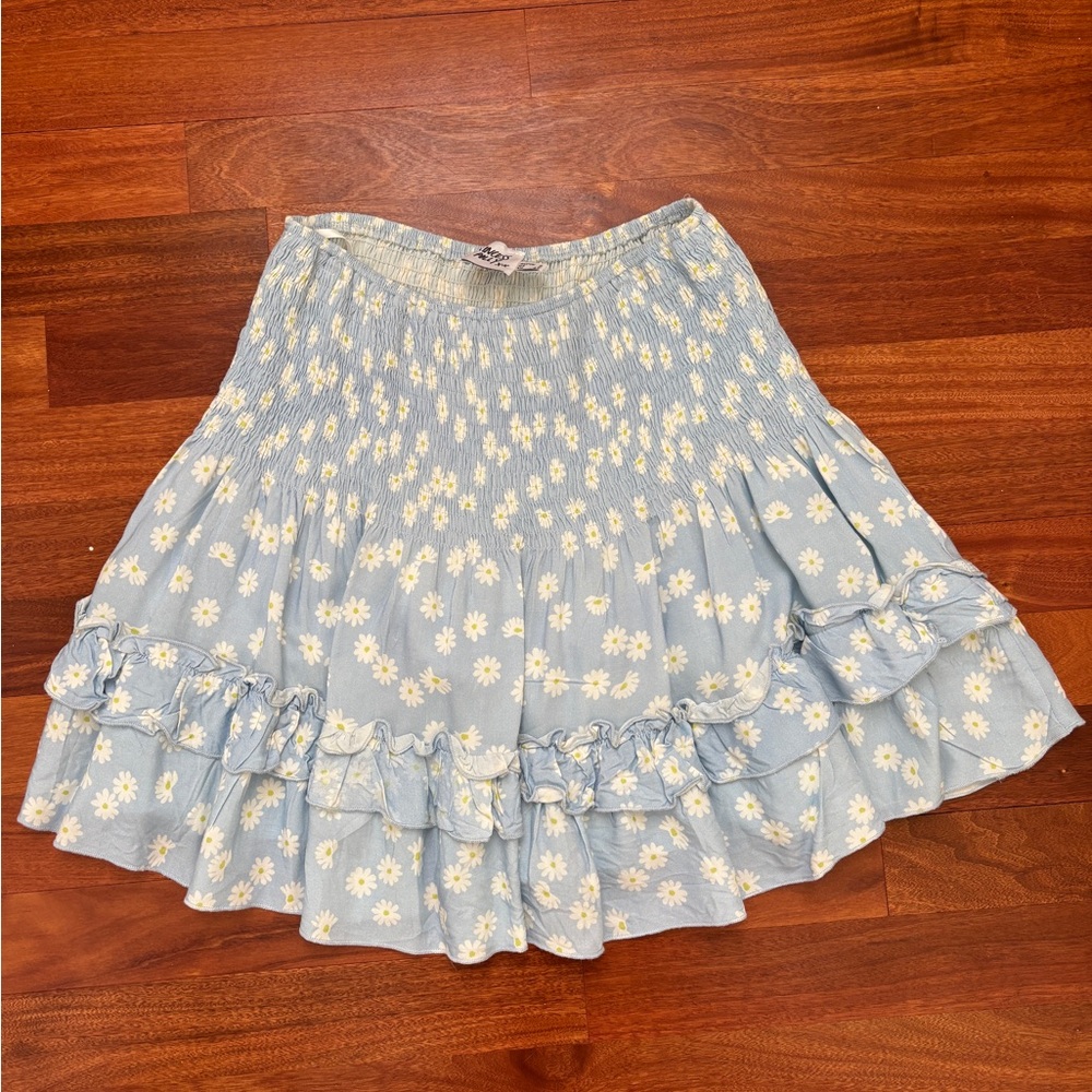 Princess Polly Light Blue Daisy A-Line Skirt